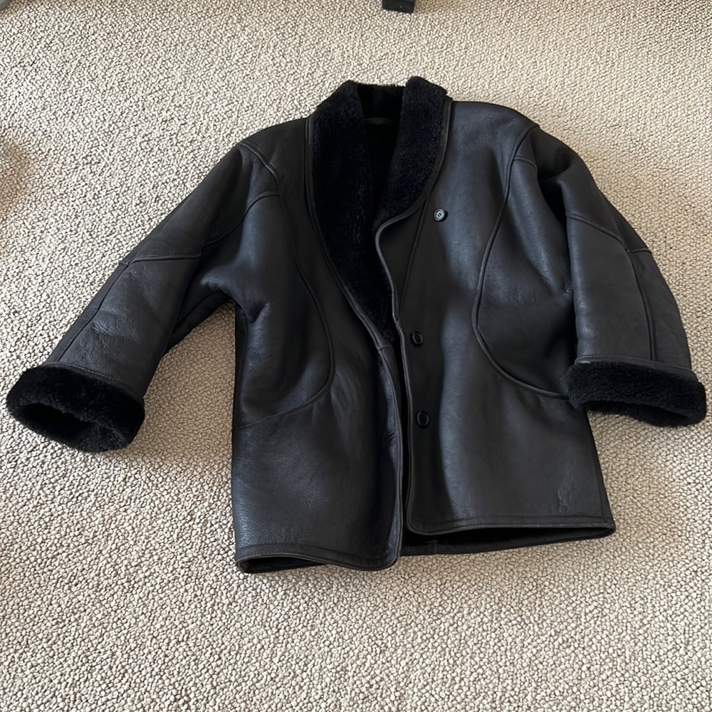 Genuine Shearling Cocoon Jacket, Michael Hoban North Beach Leather Vintage, Sz M